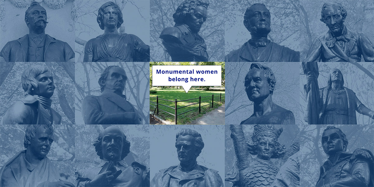 Statues of men in Central Park